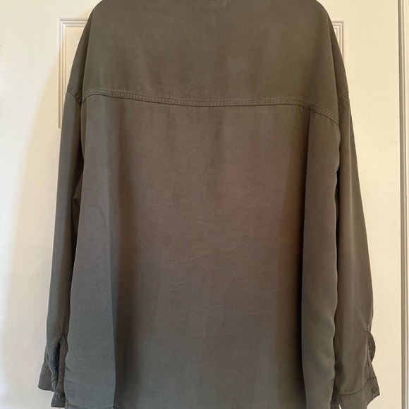 Risen Los Angeles Olive Green Oversized Tencel Shirt Womens 2XL Button Up Blouse - Picture 2 of 10